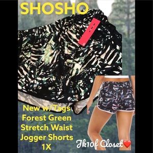 🌼NWT SHOSHO 1X STRETCH WAIST JOGGER SHORTS